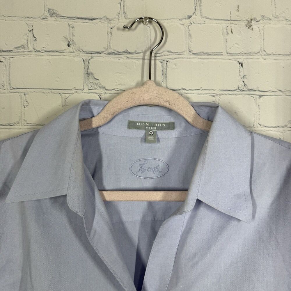 Foxcroft Non Iron Dress Shirt Women Size 18 Blue Office Career Business Top - Picture 6 of 12